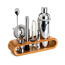 Bartender Kit Barware Cocktail Professional Stainless Steel Bar Tools Kit Shaker Set With Stand